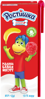 Йогурт "Ростишка" питний малина-банан 1.5% т/п 207г /Данон/