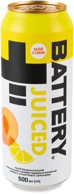 Напій енергетичний "Battery" Peach Lemonade 0.5л ж/б 