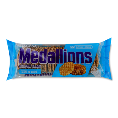 Вафлі "Medallions" масло-ваніль 100г /Lekorna/