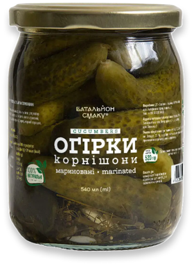 Огірки "Батальйон смаку" корнішони мариновані 540мл
