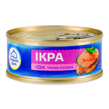Ікра тріски "Водний світ" солона 100г з/б