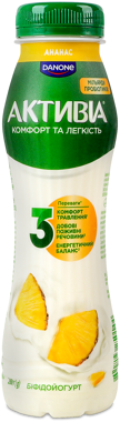 Біфідойогурт АКТИВІА питний ананас 1,2% пет 260г 