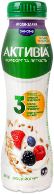 Біфідойогурт АКТИВІА питний ягоди-злаки 1,2% пет 260г 