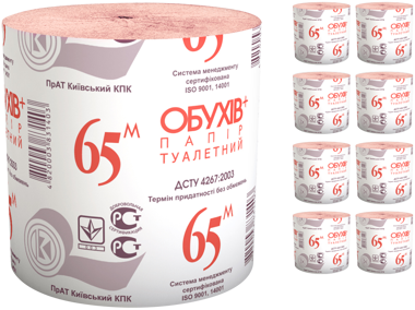 Папір туалет "65" б/гільзи рожевий /Обухів/