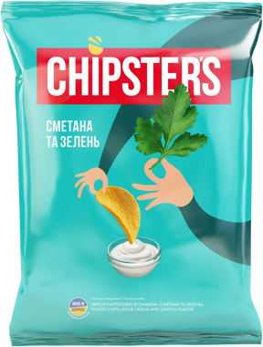 Чипси "CHIPSTER`S" Сметана із зеленню 100г /Флінт/