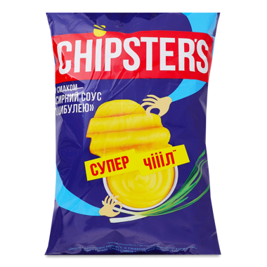 Чипси  "CHIPSTER`S" хвилясті Сирний соус/цибуля 95г /Флінт/