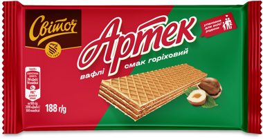 Вафлі "Артек" смак горіху 188г /Світоч/