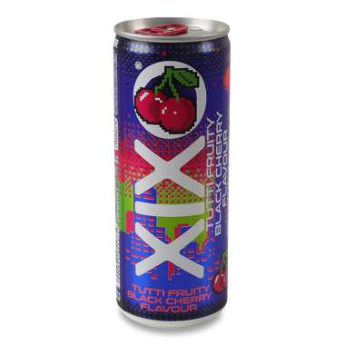 Напій газований б/а "ХІХО" Tutti Fruity Black Cherry 250мл з/б /Hell/