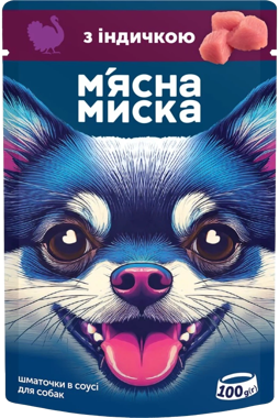 Корм "М'ясна миска" д/собак шмат в соусі з індичкою 100г 