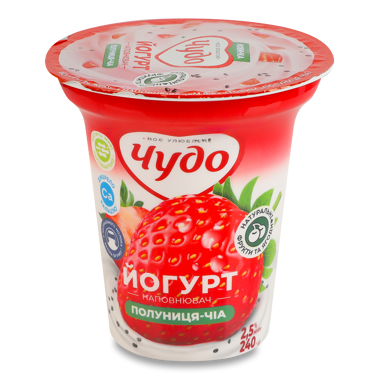 Йогурт  Чудо 240г Полуниця-чіа  2,5%