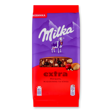 Шоколад "Milka" Екстра мол мигд журавл кіноа 130г