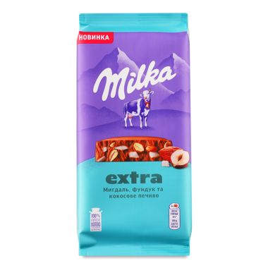 Шоколад "Milka" Екстра мол мигд фунд печив 130г	