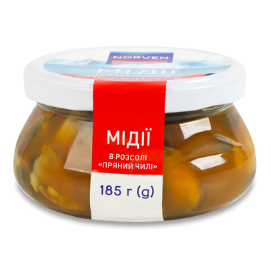 Мідії "Чилі" розсолі с/б 185г /Norven/
