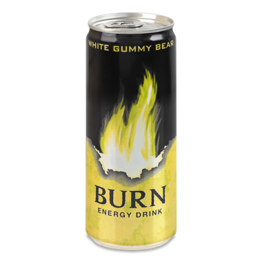 Напій енергет "BURN" білий желейний медведик ж/б 0.25л /КК/