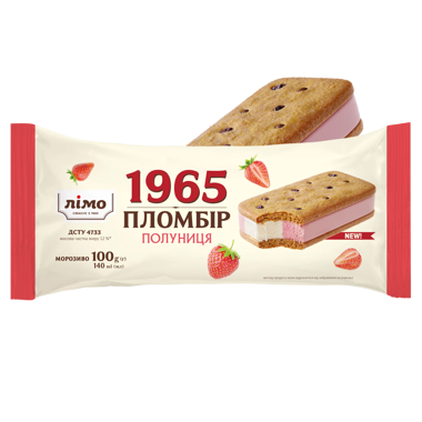Морозиво Полуниця Пломбір 1965 Лімо 100г