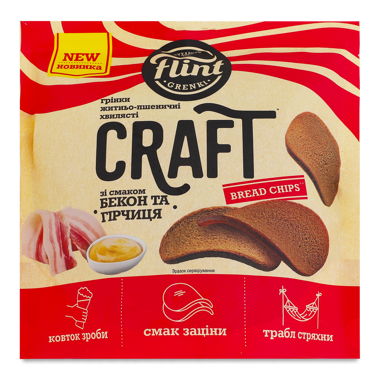 Грінки "Флінт"Craft Grenki" бекон гірчиця 80г 
